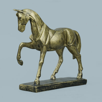 Royal Geometric Horse Statue - Antique Brass