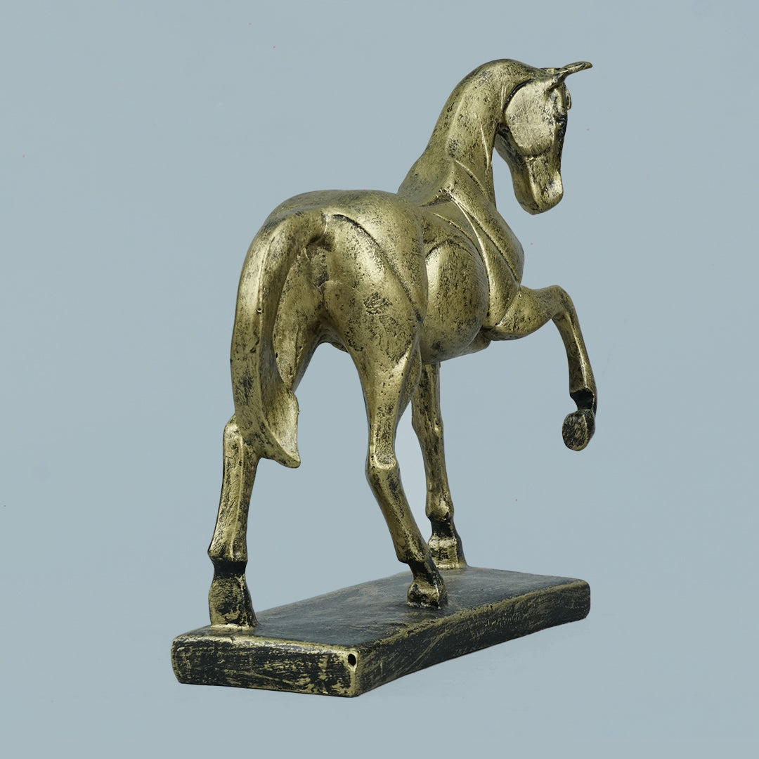 Royal Geometric Horse Statue - Antique Brass