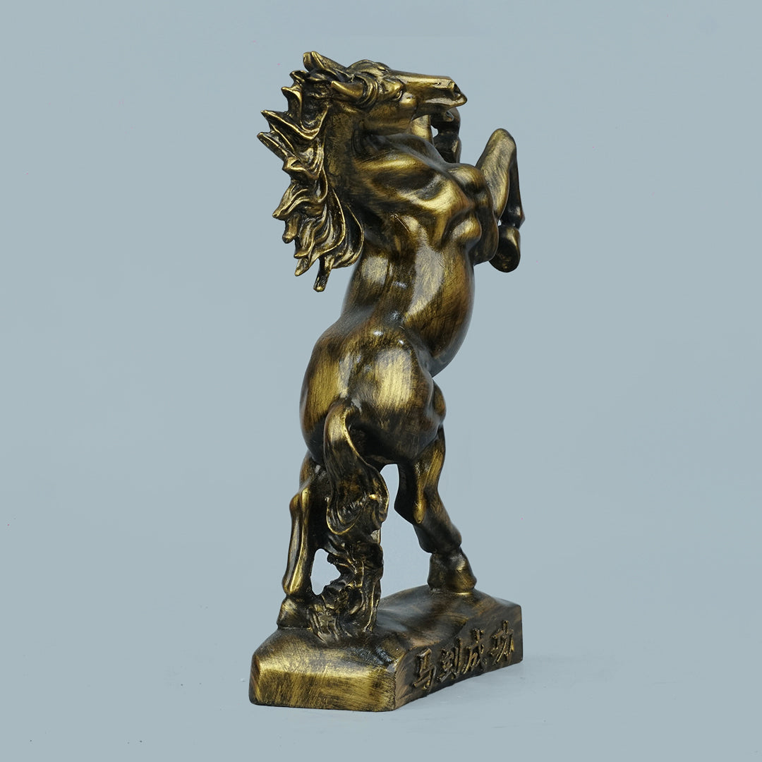 Royal Rearing Horse Decor Statue - Antique Brass