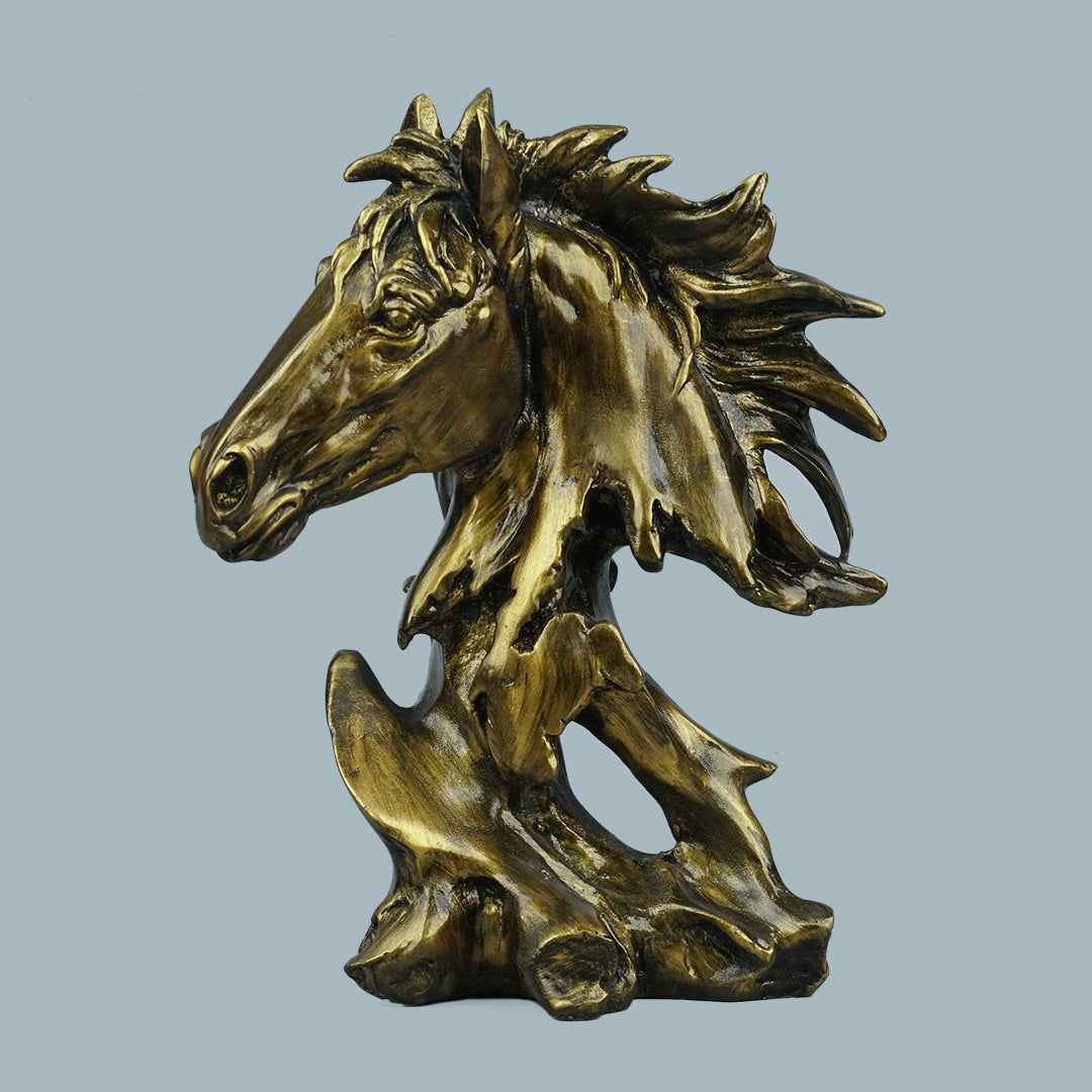 Antique Brass Abstract Horse Head Decor Statue
