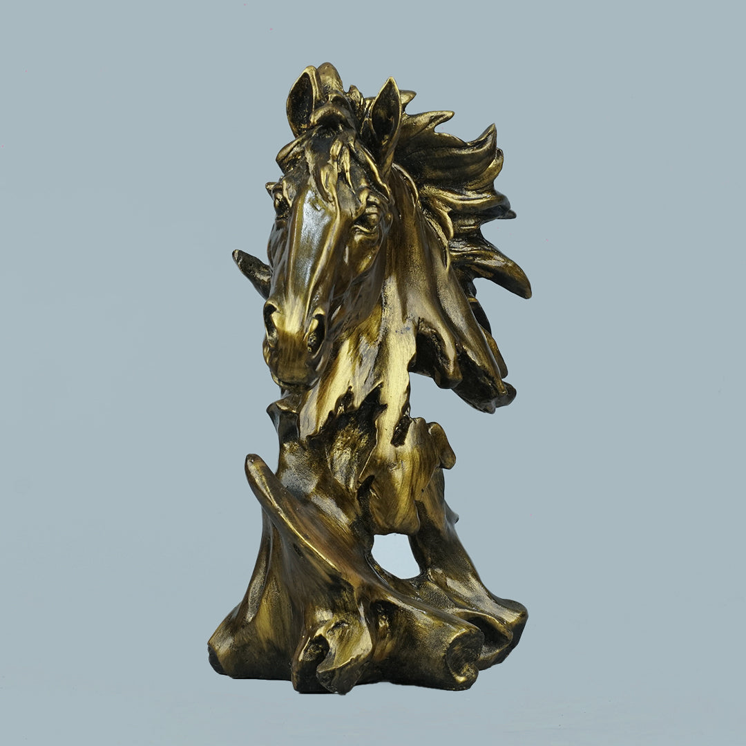 Antique Brass Abstract Horse Head Decor Statue