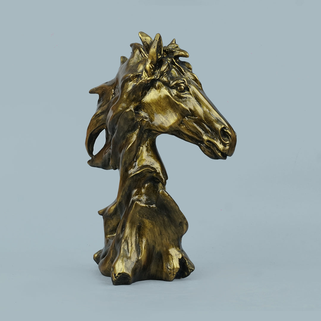 Antique Brass Abstract Horse Head Decor Statue
