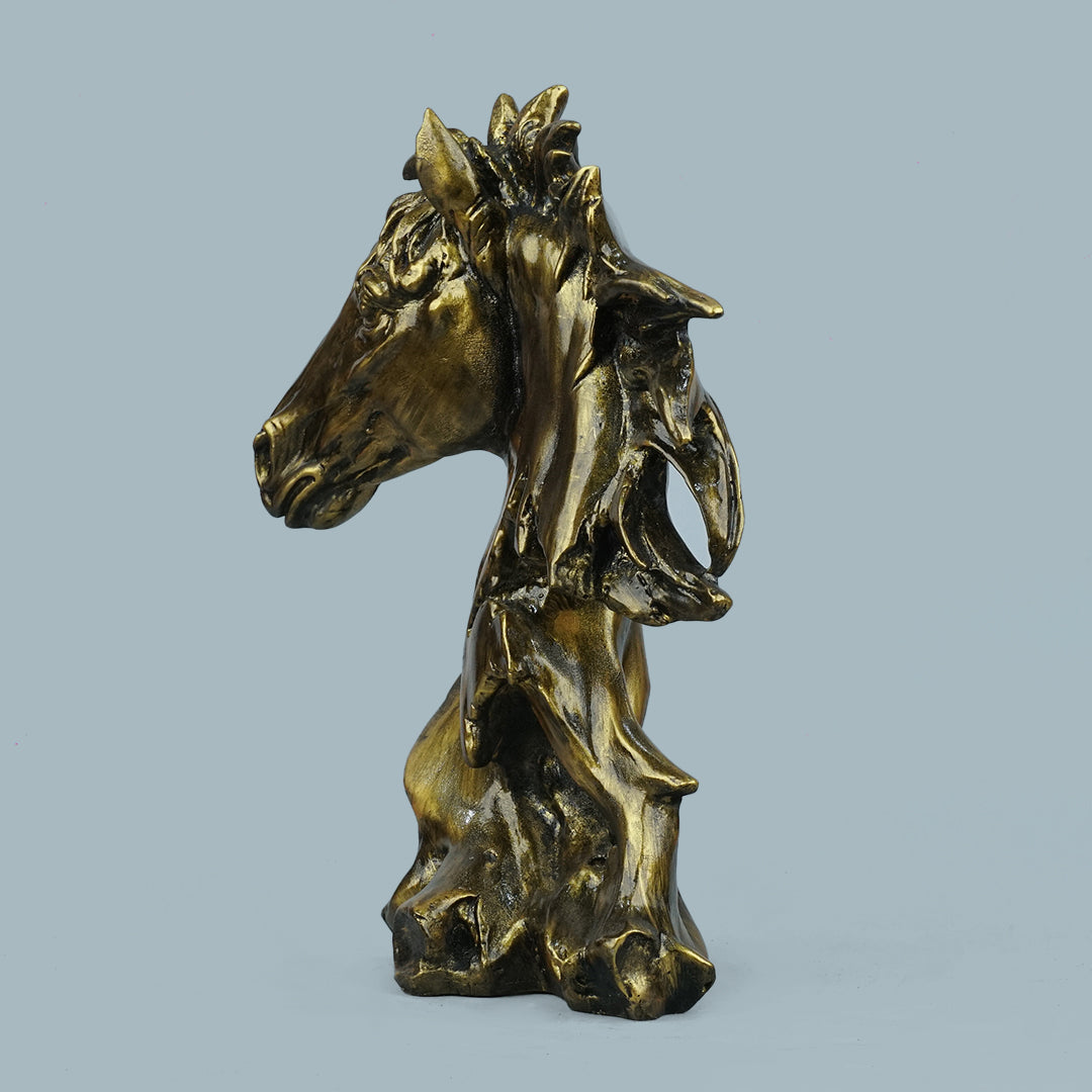 Antique Brass Abstract Horse Head Decor Statue