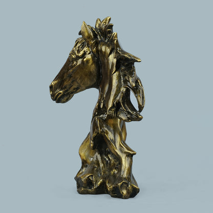 Antique Brass Abstract Horse Head Decor Statue