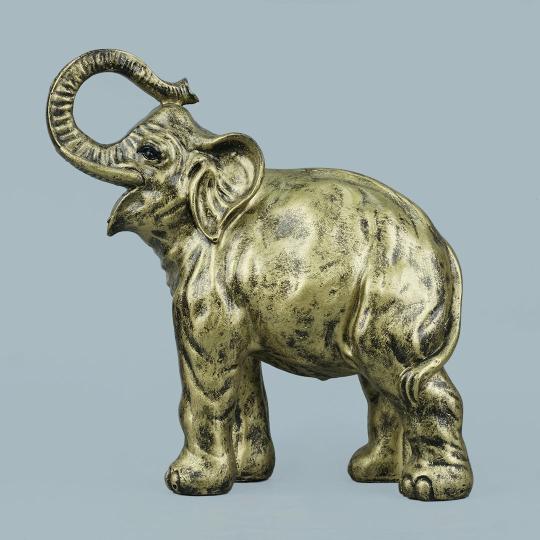 Antique Brass Resin Elephant Sculpture