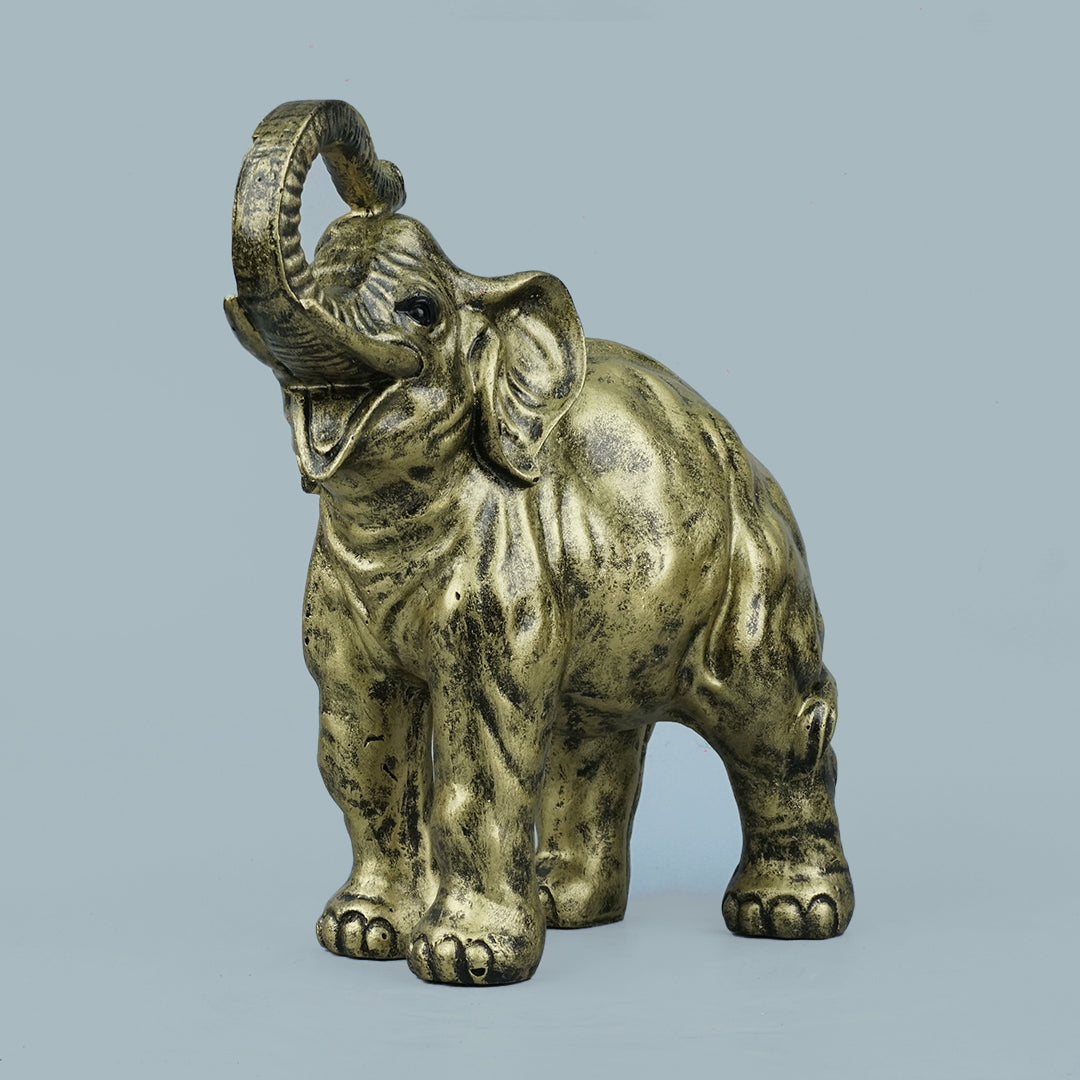 Antique Brass Resin Elephant Sculpture