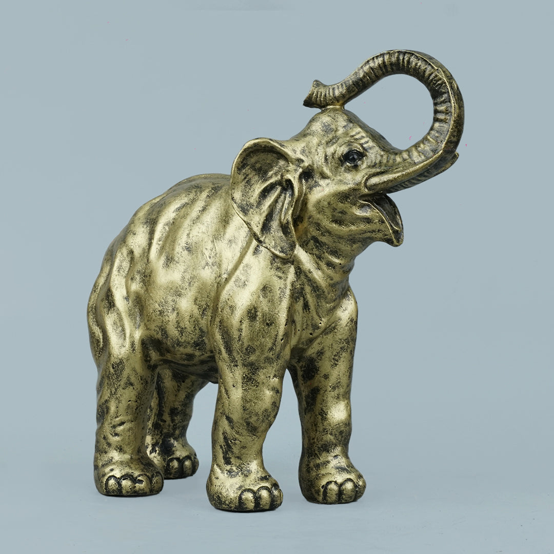 Antique Brass Resin Elephant Sculpture
