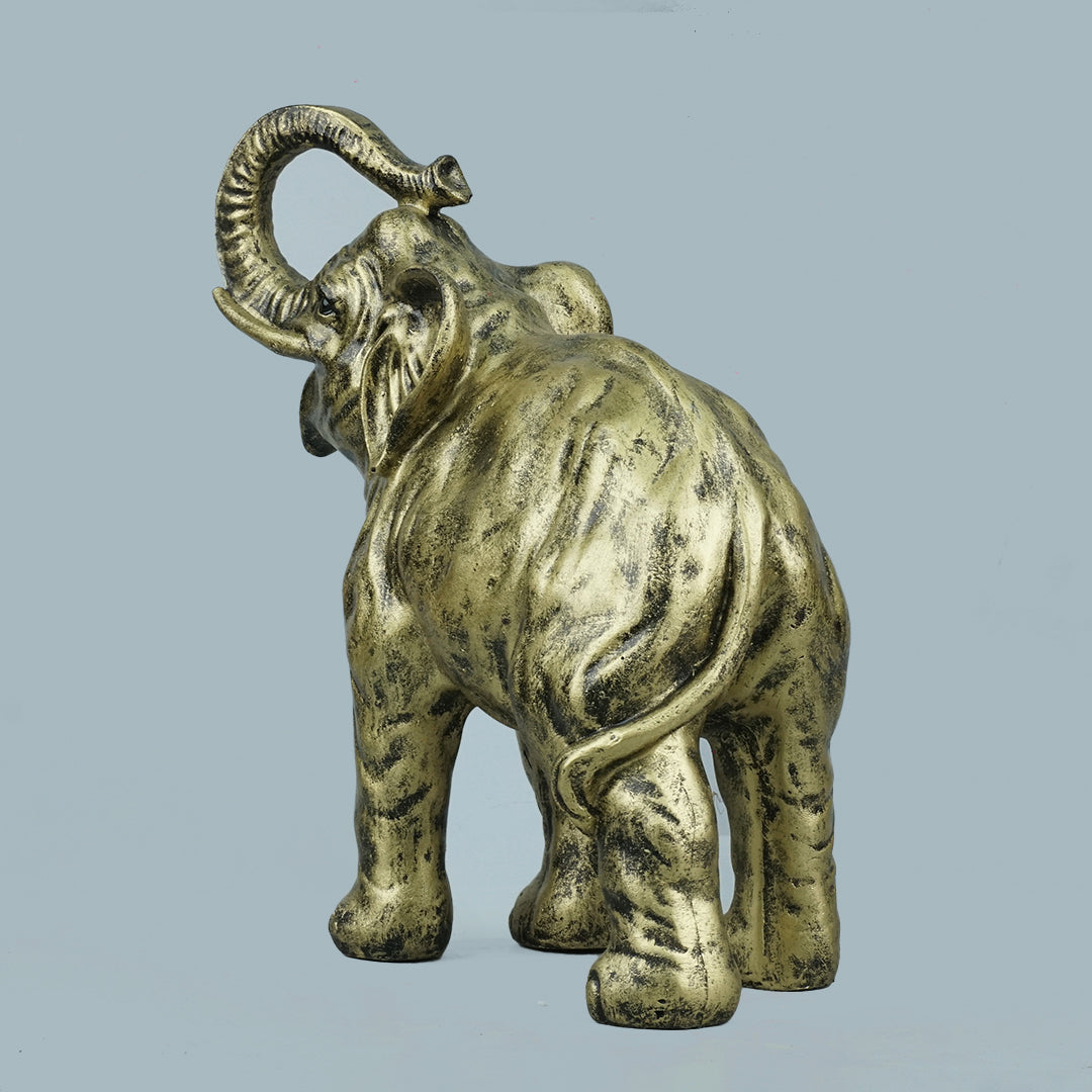 Antique Brass Resin Elephant Sculpture