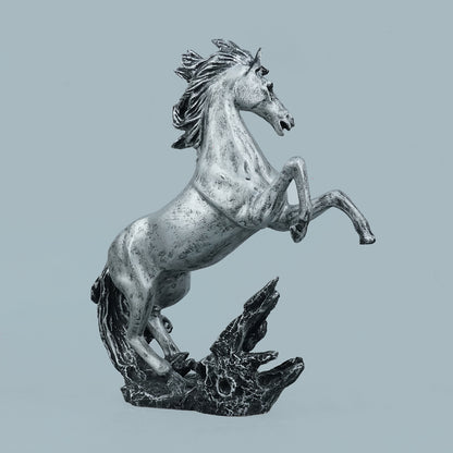 Dynamic Rearing Horse Decor Statue - Antique Silver