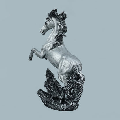 Dynamic Rearing Horse Decor Statue - Antique Silver