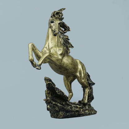 Dynamic Rearing Horse Decor Statue - Antique Brass