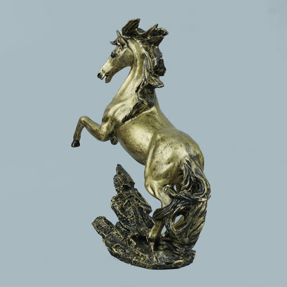 Dynamic Rearing Horse Decor Statue - Antique Brass
