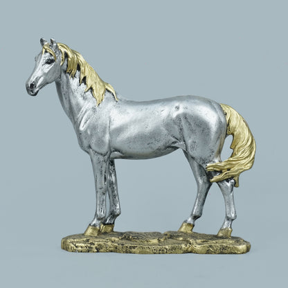 Antique Silver/Gold Two-Tone Standing Horse Sculpture