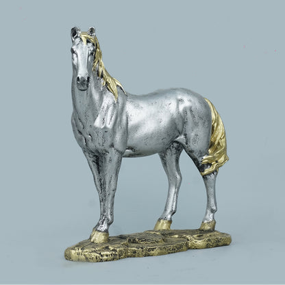 Antique Silver/Gold Two-Tone Standing Horse Sculpture