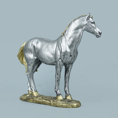 Antique Silver/Gold Two-Tone Standing Horse Sculpture