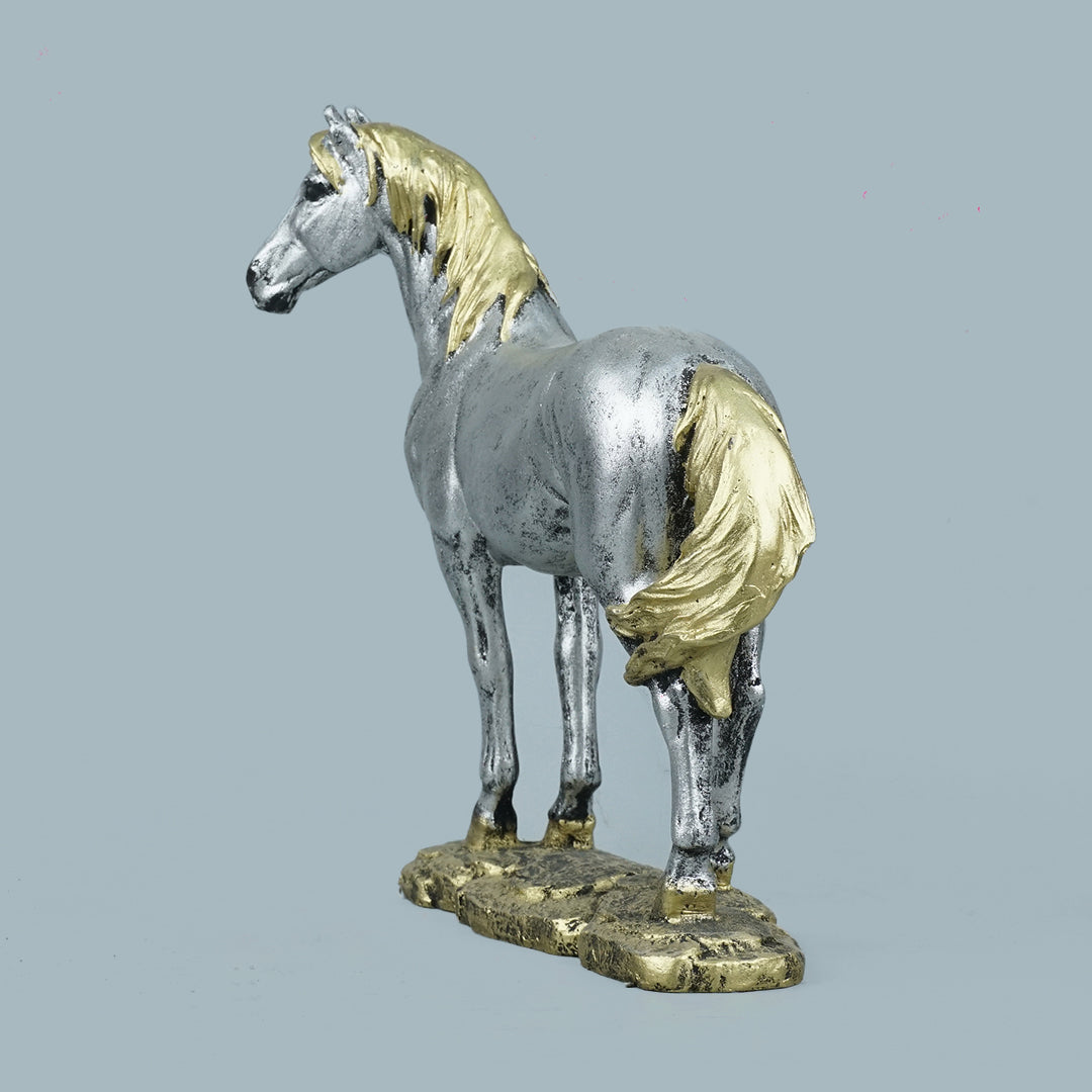 Antique Silver/Gold Two-Tone Standing Horse Sculpture