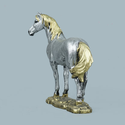 Antique Silver/Gold Two-Tone Standing Horse Sculpture