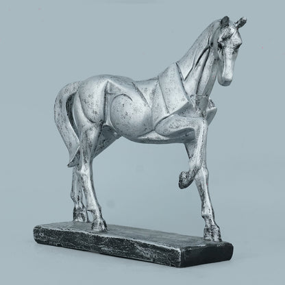 Sophisticated Antique Silver Resin Horse Sculpture