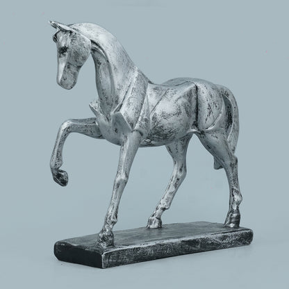 Sophisticated Antique Silver Resin Horse Sculpture