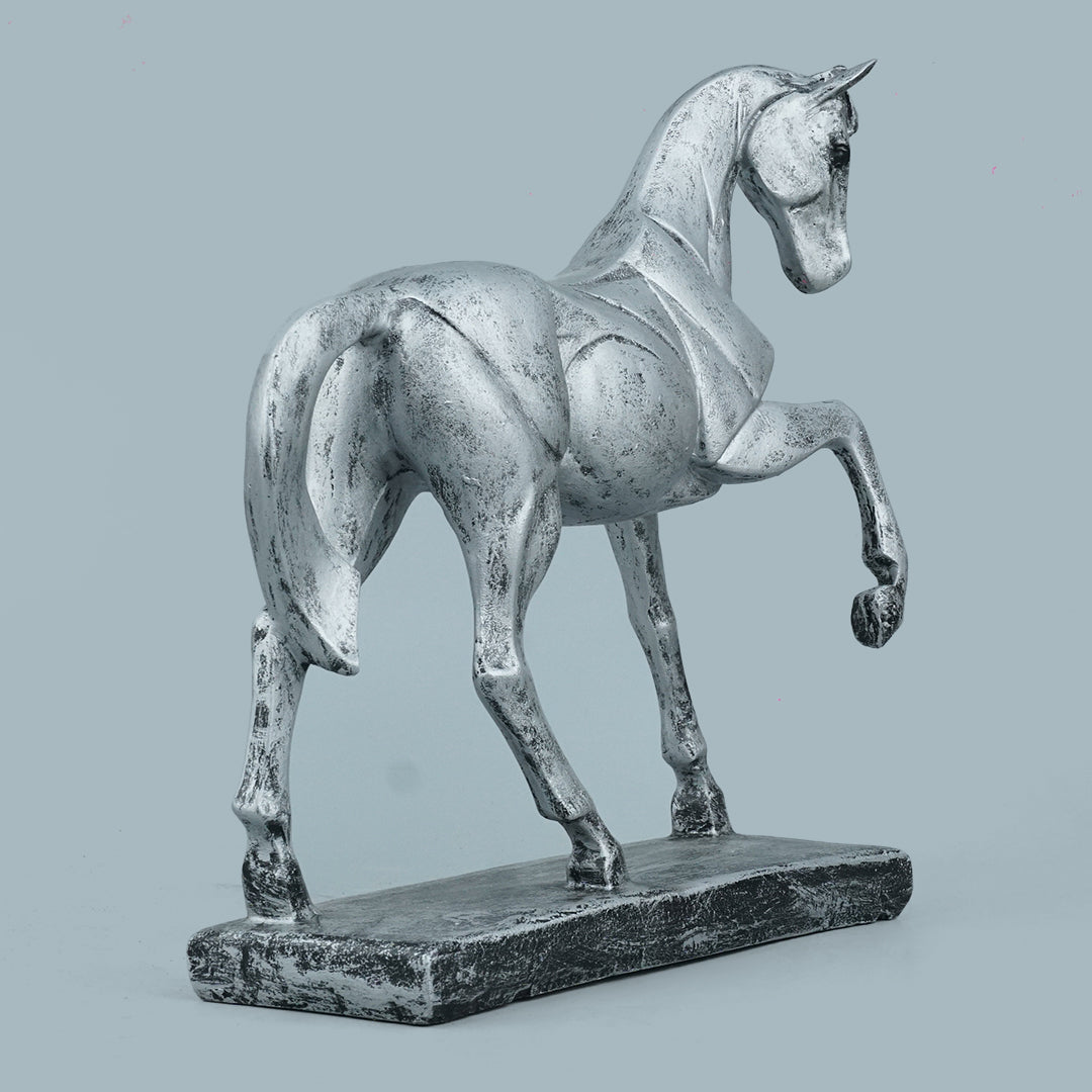 Sophisticated Antique Silver Resin Horse Sculpture