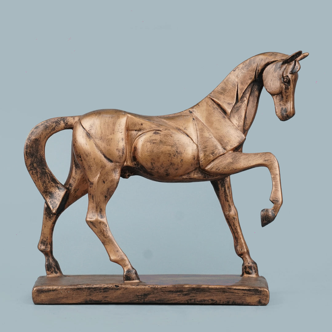 Royal Geometric Horse Statue - Antique Copper
