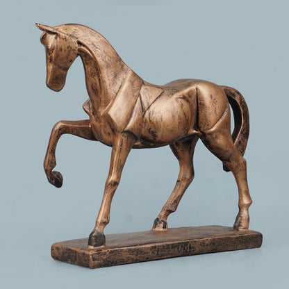 Royal Geometric Horse Statue - Antique Copper