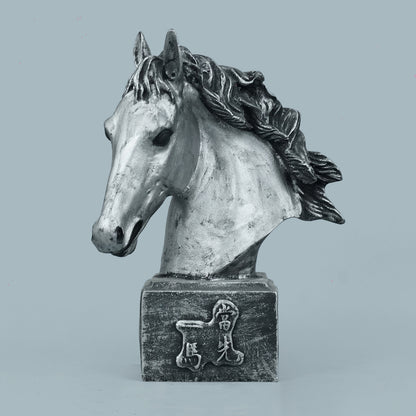 Sophisticated Antique Copper Resin Rearing Horse Sculpture - Antique Silver