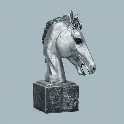 Sophisticated Antique Copper Resin Rearing Horse Sculpture - Antique Silver