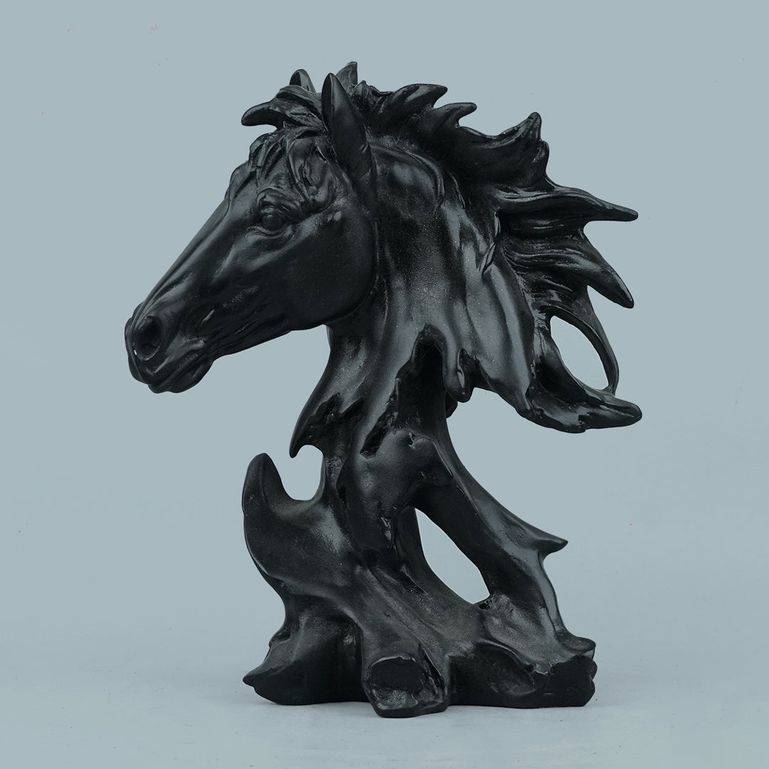 Sophisticated Black Abstract Horse Head Sculpture