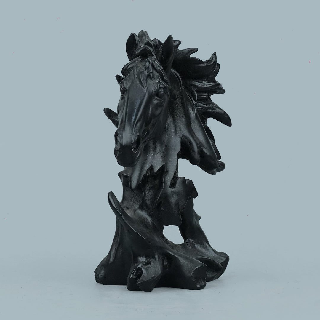 Sophisticated Black Abstract Horse Head Sculpture