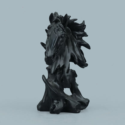 Sophisticated Black Abstract Horse Head Sculpture