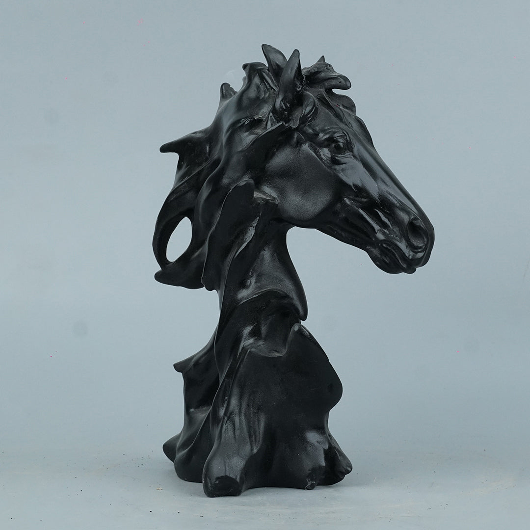Sophisticated Black Abstract Horse Head Sculpture