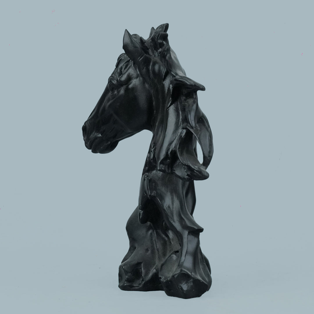 Sophisticated Black Abstract Horse Head Sculpture