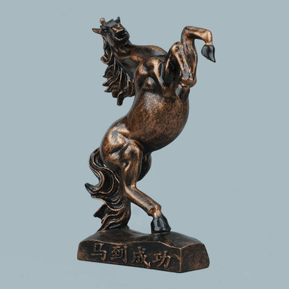 Royal Rearing Horse Decor Statue - Antique Copper
