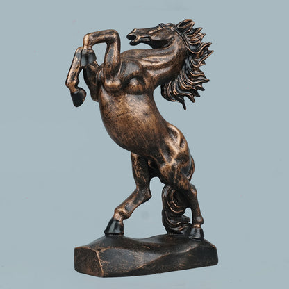 Royal Rearing Horse Decor Statue - Antique Copper