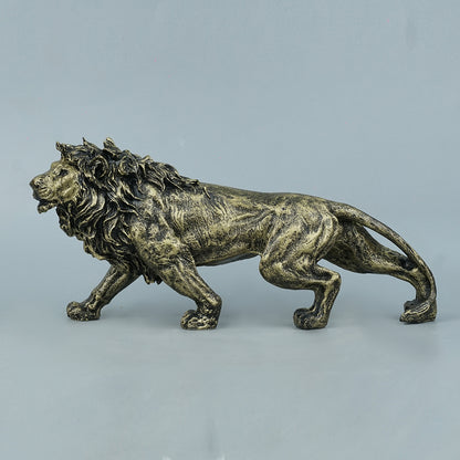 Stalking Lion Decor Statue - Antique Brass