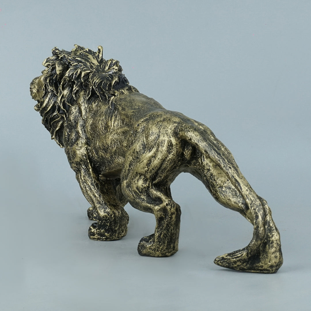Stalking Lion Decor Statue - Antique Brass
