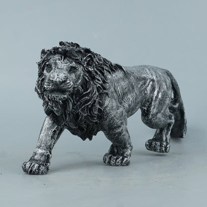 Stalking Lion Decor Statue - Antique Silver