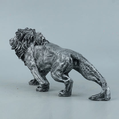 Stalking Lion Decor Statue - Antique Silver