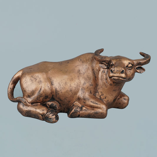 Majestic Resting Bull Decor Statue-antique copper