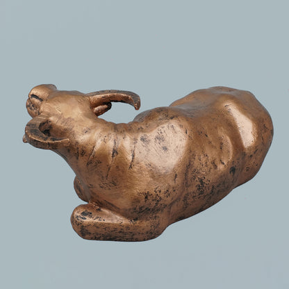 Majestic Resting Bull Decor Statue - Antique Copper