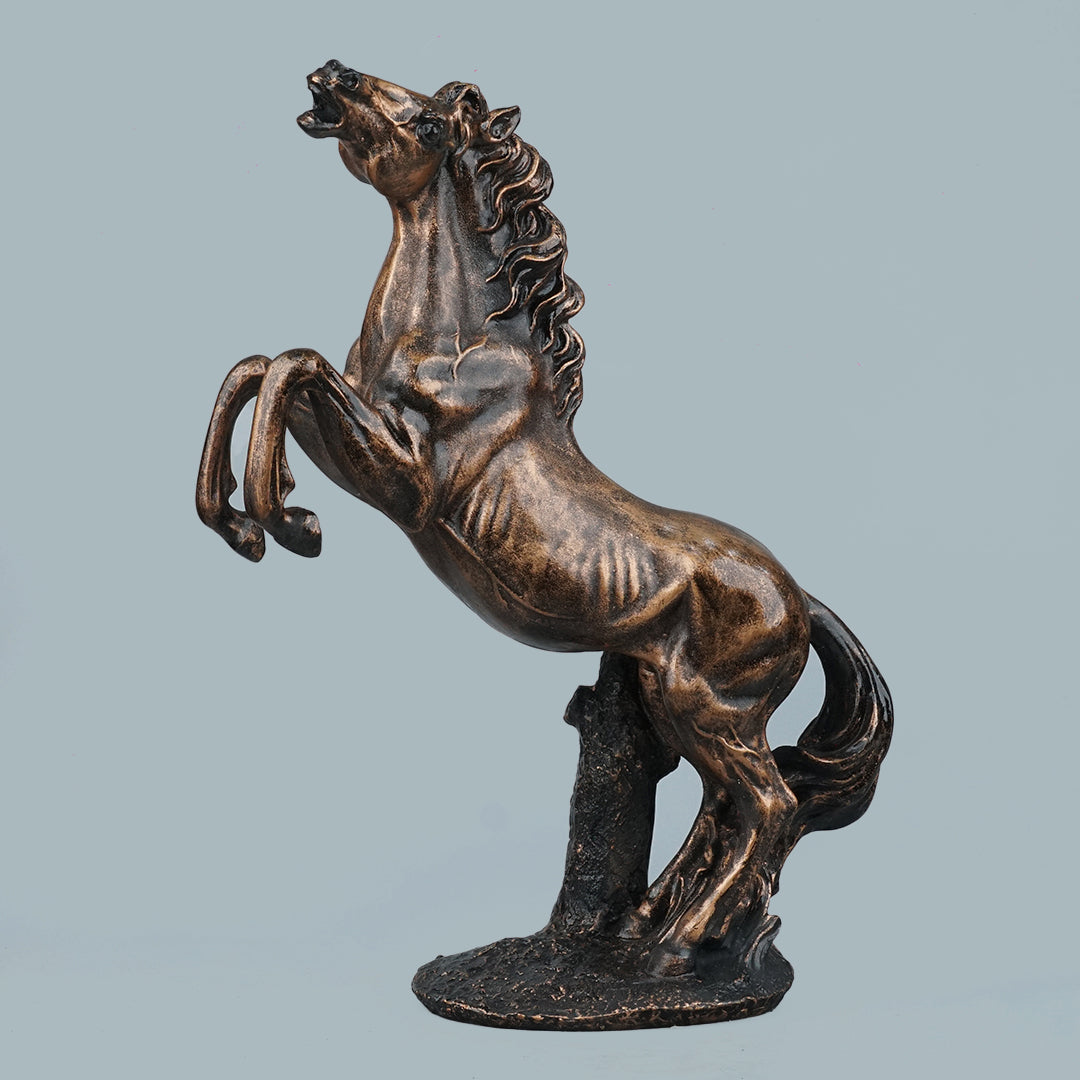 Grand Rearing Horse Decor Statue - Antique Copper