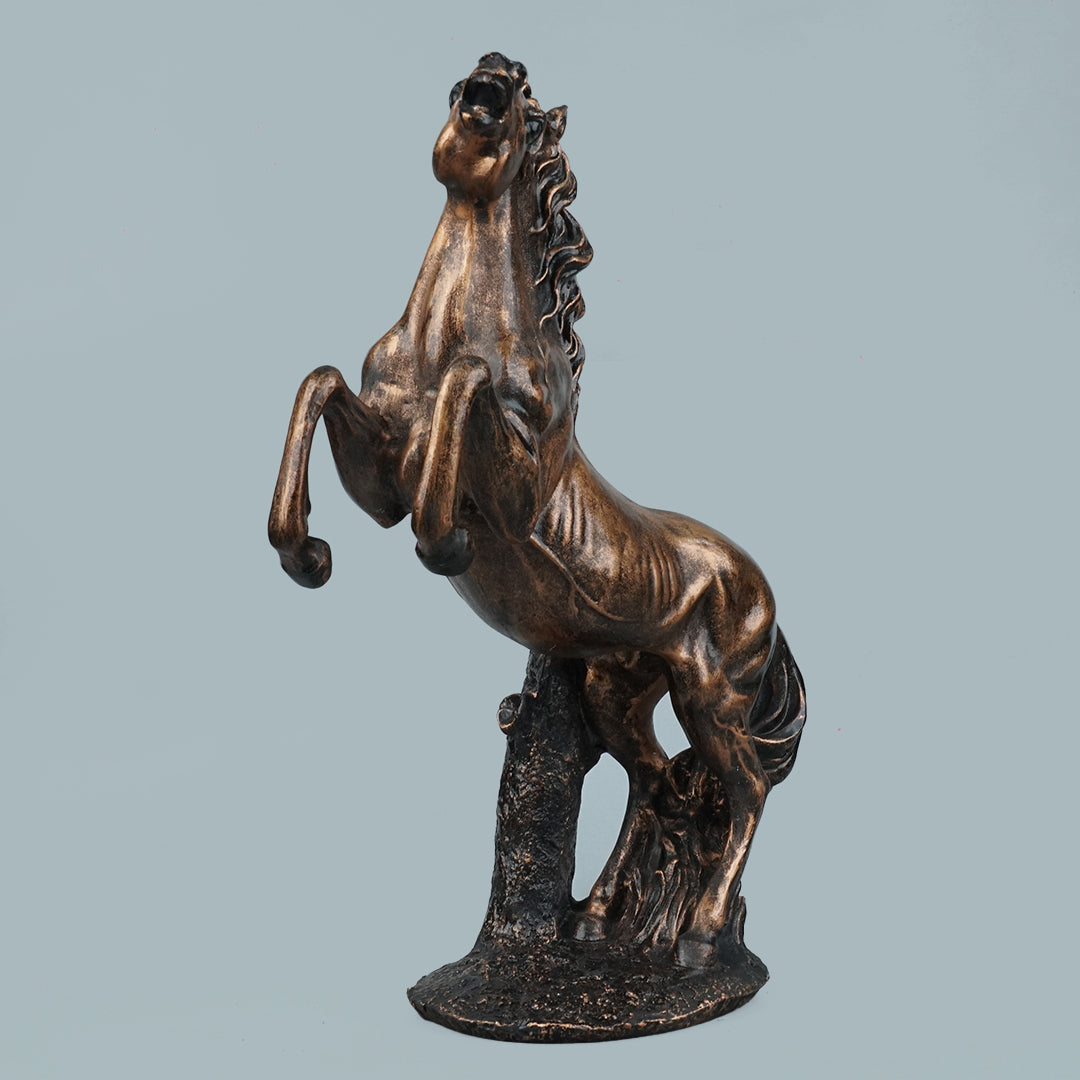 Grand Rearing Horse Decor Statue - Antique Copper