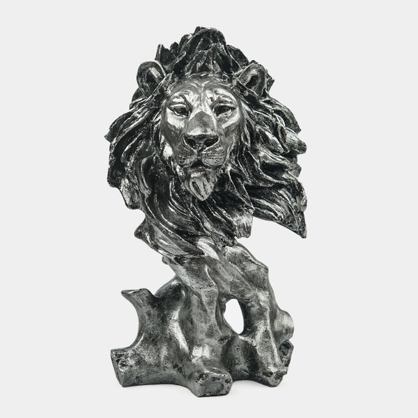 Modern Silver Lion Sculpture