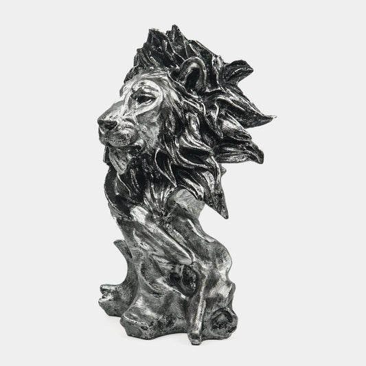 Modern Silver Lion Sculpture