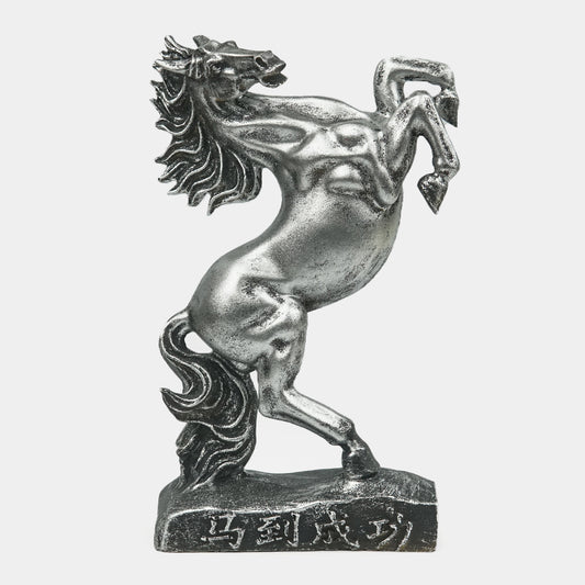 Dynamic Silver Horse Statue