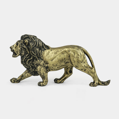 Majestic Stalking Lion Decor Statue-antique brass
