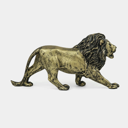 Majestic Stalking Lion Decor Statue-antique brass