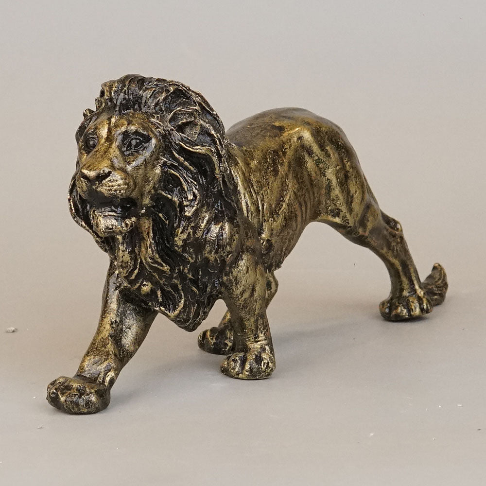 Majestic Stalking Lion Decor Statue - Antique Brass
