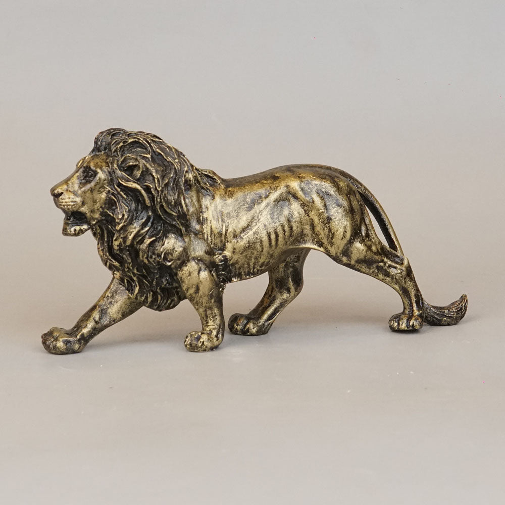 Majestic Stalking Lion Decor Statue - Antique Brass